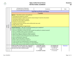 Equilibrium/Acids and Bases 2 weeks