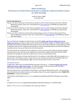 HOW TO INSTALL A Dictionary of South African botanical