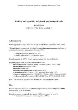 Stativity and agentivity in Spanish psychological verbs