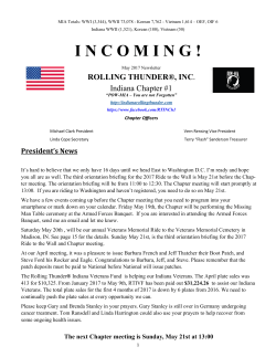 Chapter Newsletter - Rolling Thunder&reg; Indiana