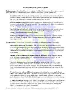 Quick Tips for Working with the Media