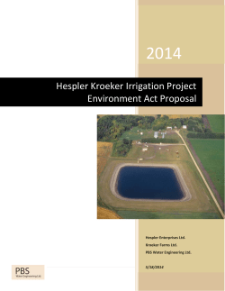 Hespler Kroeker Irrigation Project Environment Act Proposal
