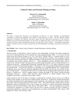 Cultural Values and Decision-Making in China