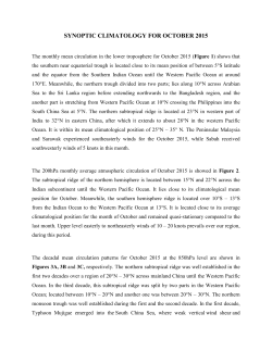 SYNOPTIC CLIMATOLOGY FOR OCTOBER 2015