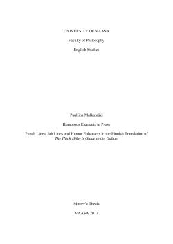UNIVERSITY OF VAASA Faculty of Philosophy English