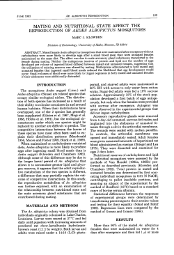 mating and nutritional state affect the reproduction of aedes