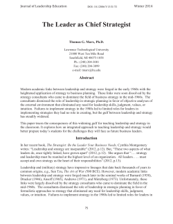 The Leader as Chief Strategist - Journal of Leadership Education