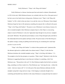 MODEL ESSAY Emily Dickinson`s &ldquo;`Hope` is the Thing with Feathers