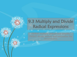 9.3 Multiply and Divide Radical Expressions - Miss-Stow-Math