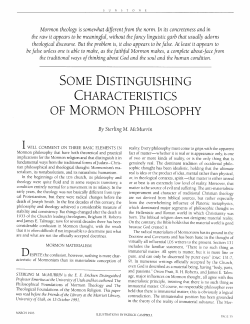 some distinguishing characteristics of mormon philosophy