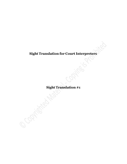 Sight Translation for Court Interpreters Sight
