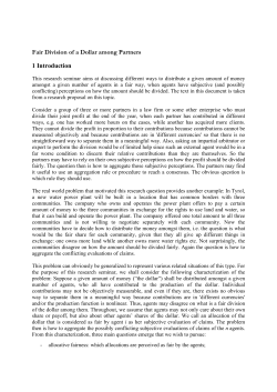 Fair Division of a Dollar among Partners 1 Introduction