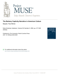 The Barbary Captivity Narrative in American Culture