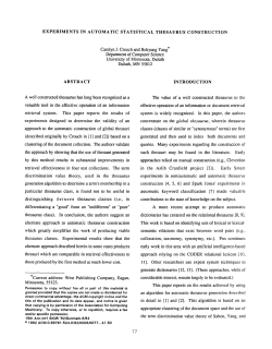 EXPERIMENTS IN AUTOMATIC STATISTICAL THESAURUS