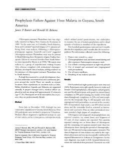 Prophylaxis Failure Against Vivax Malaria in Guyana, South America