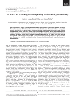 HLA-B*5701 screening for susceptibility to