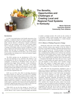The Benefits, Opportunities and Challenges of Creating Local and