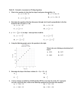 Math 10 &ndash; Formative Assessment on Writing Equations 1. What is
