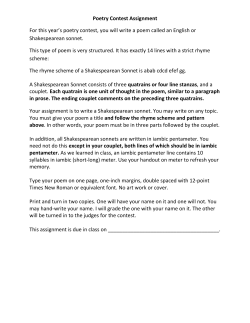 Poetry Contest Assignment For this year`s poetry contest, you will