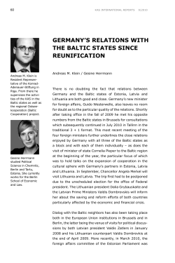 Germany`s Relations with the Baltic States Since Reunification