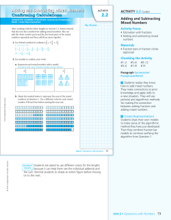 Adding and Subtracting Mixed Numbers Confirming Calculations
