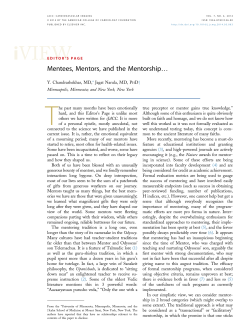 Mentees, Mentors, and the Mentorship&hellip;