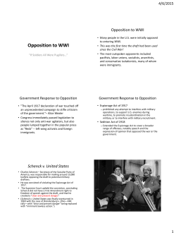 Opposition to WWI