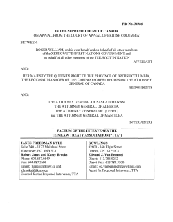 Intervener - Te`Mexw Treaty Association