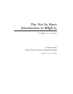 The Not So Short Introduction to LATEX2&epsilon;