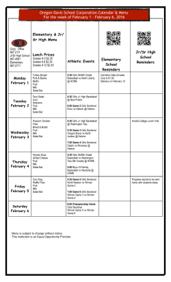 February 1 - February 6, 2016 Menu