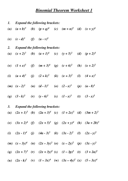 Binomial Theorem Worksheet 1