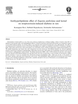 Antihyperlipidemic effect of Eugenia jambolana seed kernel on