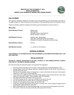 MINUTES OF THE OCTOBER 27, 2016 REGULAR MEETING