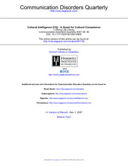 Cultural Intelligence (CQ): A Quest for Cultural Competence