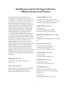 Paul Breman and the Heritage Collection of Black Literature and