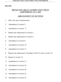 (Amendment) Act, 2015 - Protected Areas Conservation Trust