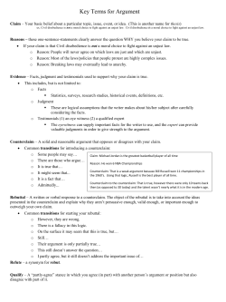 Key Terms for Argument