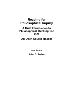 Reading for Philosophical Inquiry: A Brief Introduction to