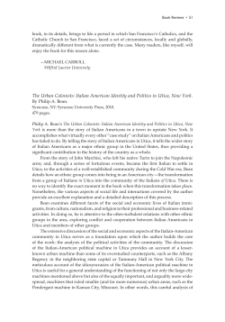 The Urban Colonists: Italian American Identity and Politics