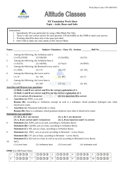 IIT Foundation Work Sheet Topic : Acids, Bases