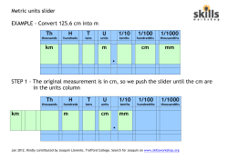 Metric units converter slider