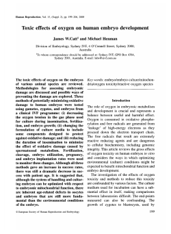 Toxic effects of oxygen on human embryo development