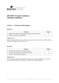 2015 HSC French Continuers Marking Guidelines