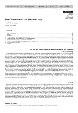 The Ordovician of the Southern Alps