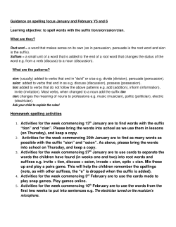 Guidance on spelling focus September and October Y6