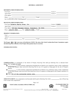 REFERRAL AGREEMENT REFERRING FIRM INFORMATION: Firm