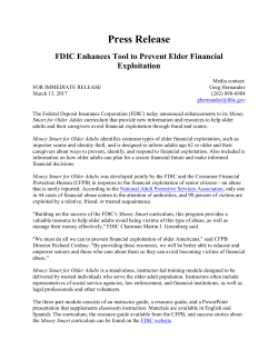 Press Release FDIC Enhances Tool to Prevent Elder Financial