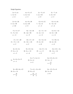 Simple Equations AnsKey