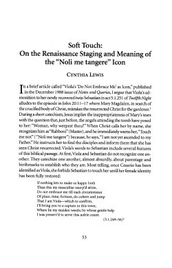 Soft Touch: On the Renaissance Staging and Meaning of the "Noli