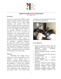 Applied Social Research Training Report